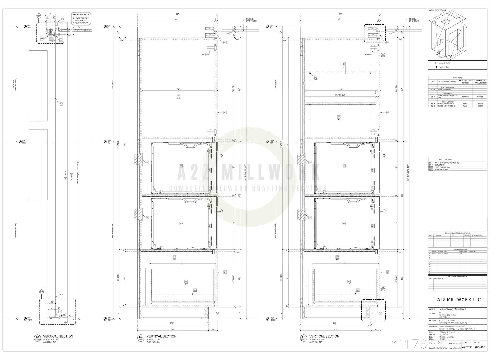 Millwork Portfolio - Shop Drawings & CAD Projects | A2Z Millwork Design LLC