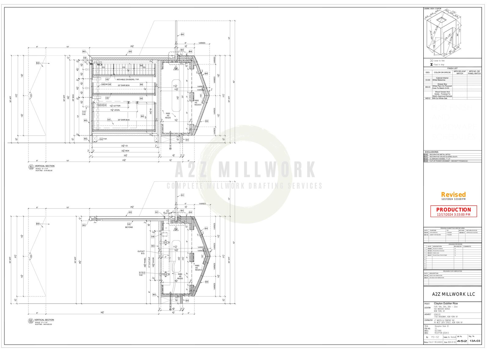 Millwork Portfolio - Shop Drawings & CAD Projects | A2Z Millwork Design LLC