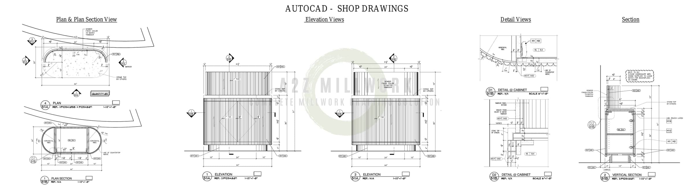 Millwork Drafting Services - CAD Drafting & Shop Drawings | A2Z ...